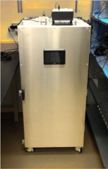 The stainless-steel environmental isolation enclosure David built for home-cage behavior